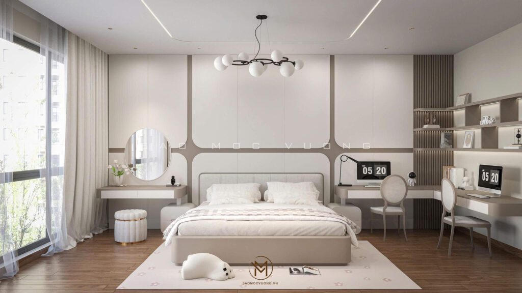 Thiết kế nội thất hiện đại phòng ngủ con gái