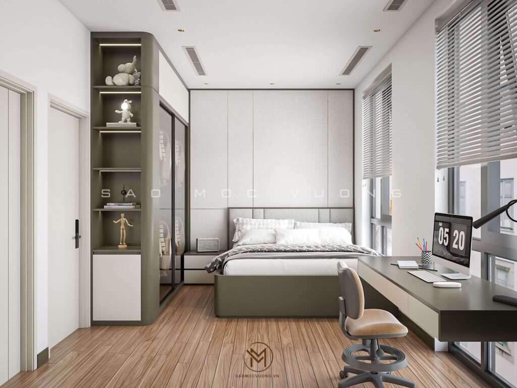 Thiết kế nội thất hiện đại phòng ngủ con lớp 10