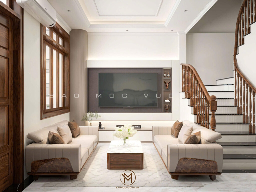 Thiết kế nội thất nhà phố bộ sofa phòng khách
