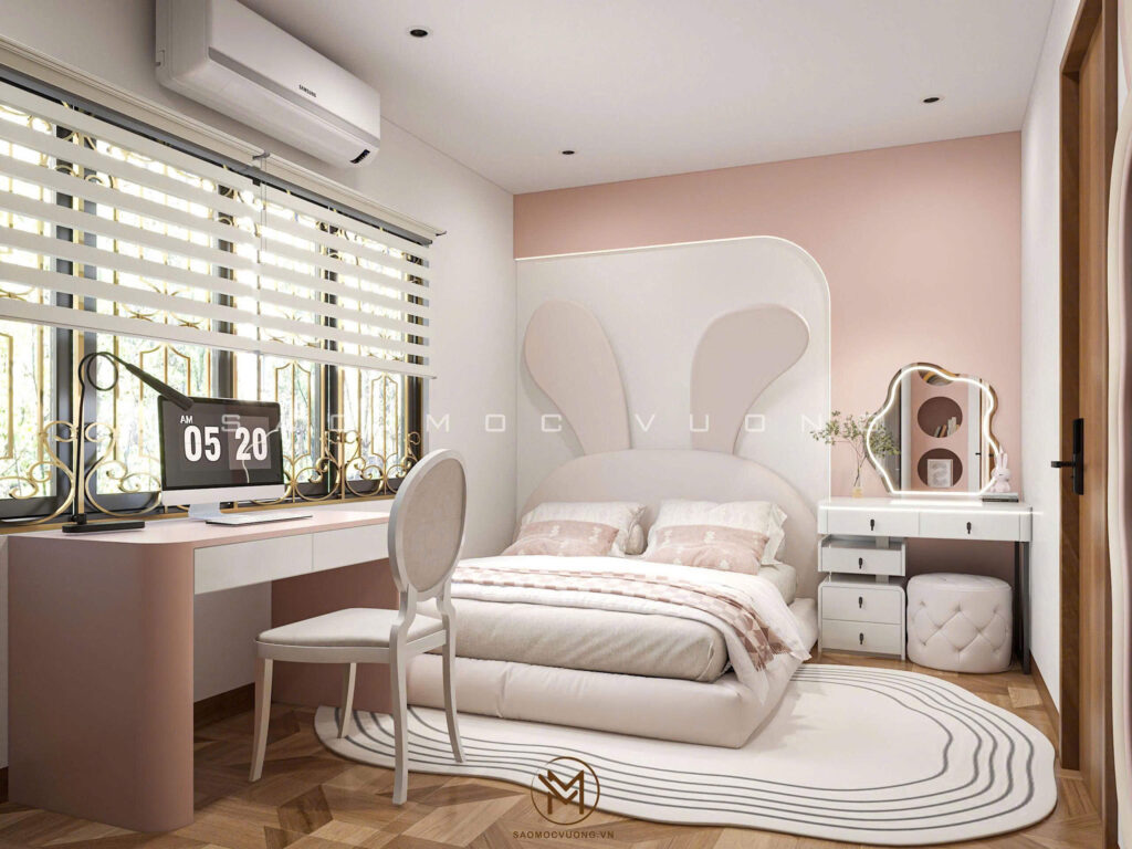 Thiết kế nội thất nhà phố phòng ngủ con gái
