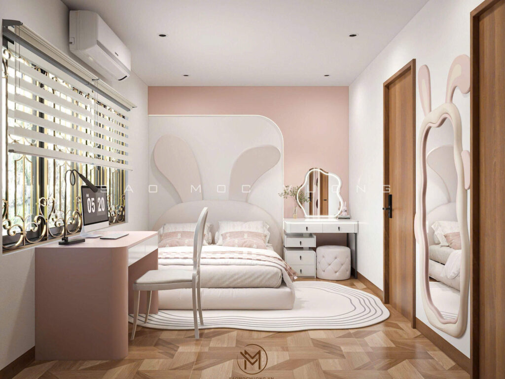 Thiết kế nội thất nhà phố phòng ngủ con gái