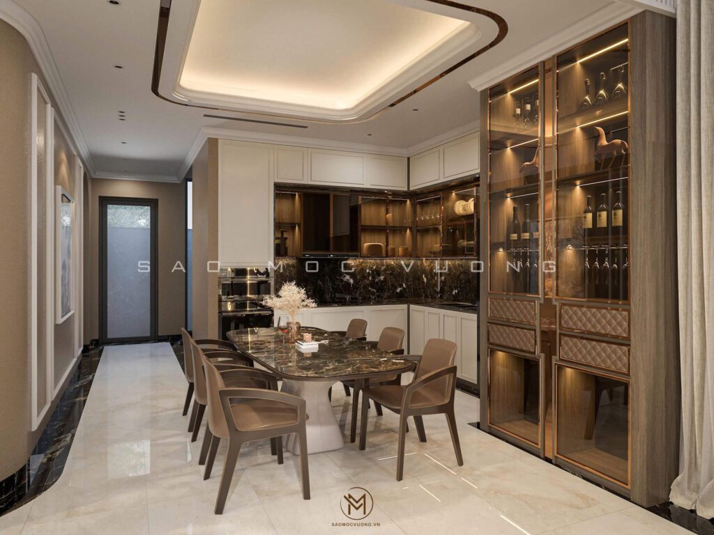 Thiết kế nội thất biệt thự phòng bếp