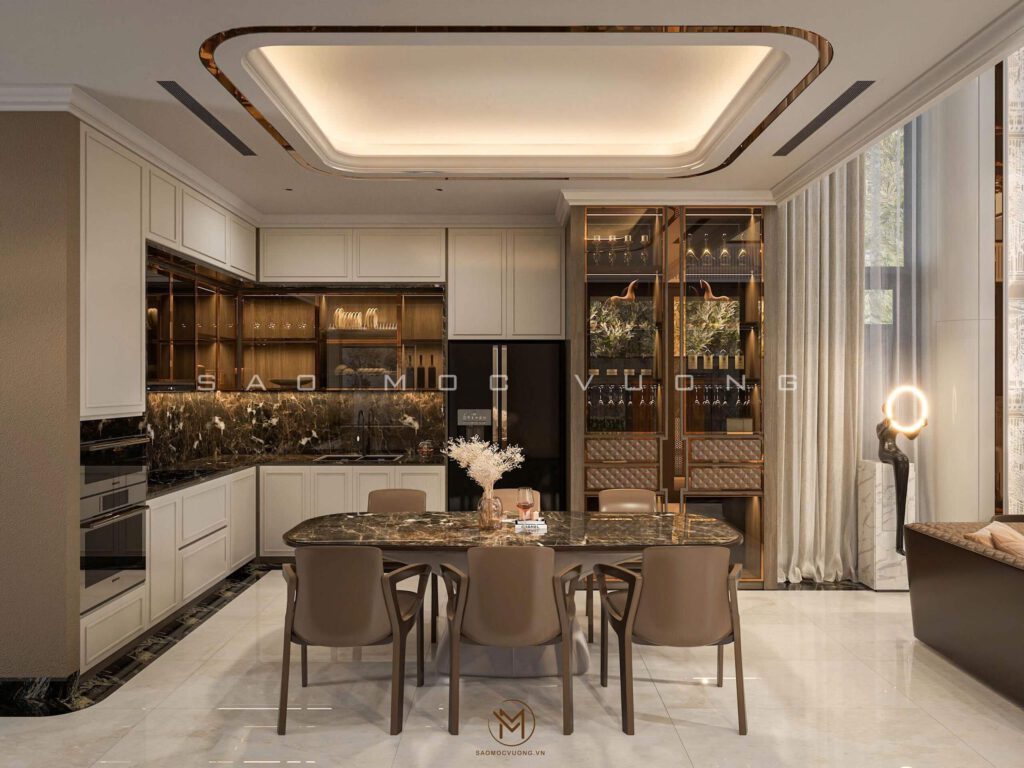 Thiết kế nội thất biệt thự phòng bếp