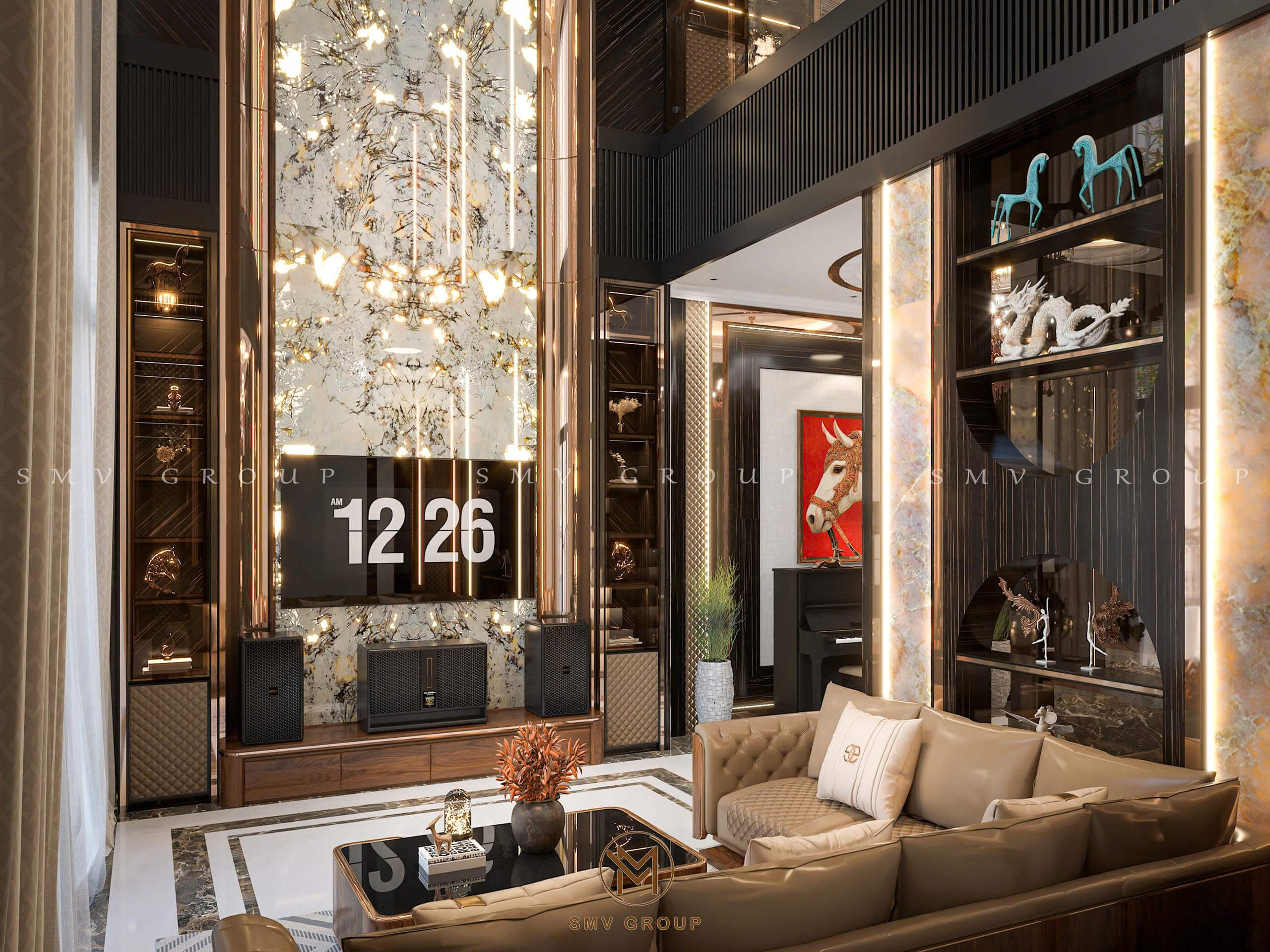 Phòng Khách Thông Tầng - Thiết kế nội thất sang trọng